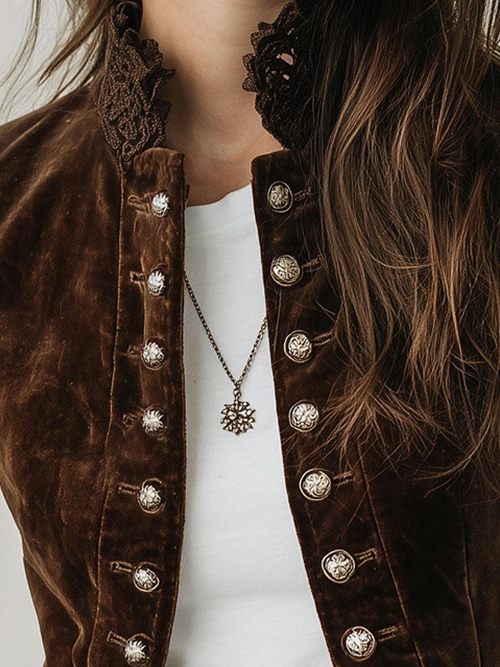 Fuzzy Coffee Long Sleeve Mock Neck Jacket