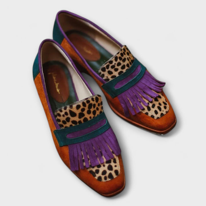 Mae | Brown Mocasin with Leopard Printing