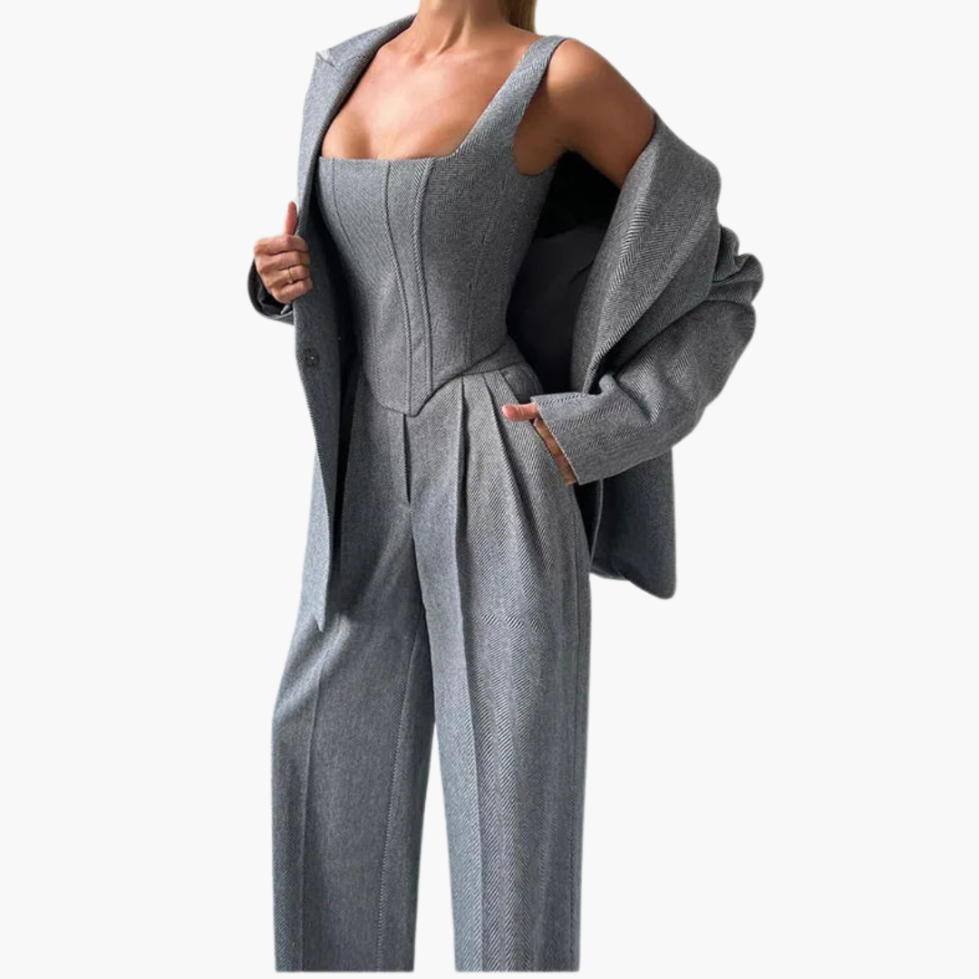 Ivory - Fishbone Crisp 3-Piece Suit