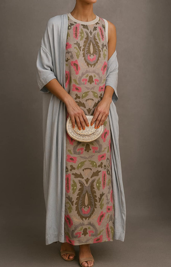 RAFFAELLA | Elegant Long Dress with Matching Shawl and Refined Silhouette for Special Events