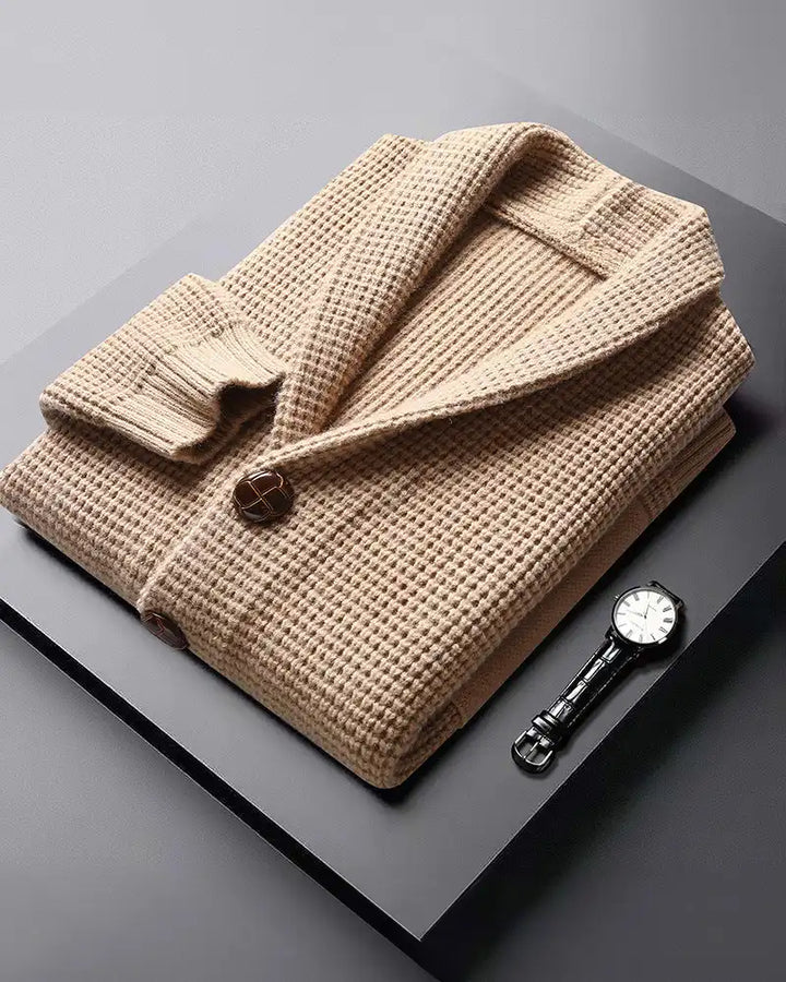 Wayne - Lapel Button Cardigan Sweater