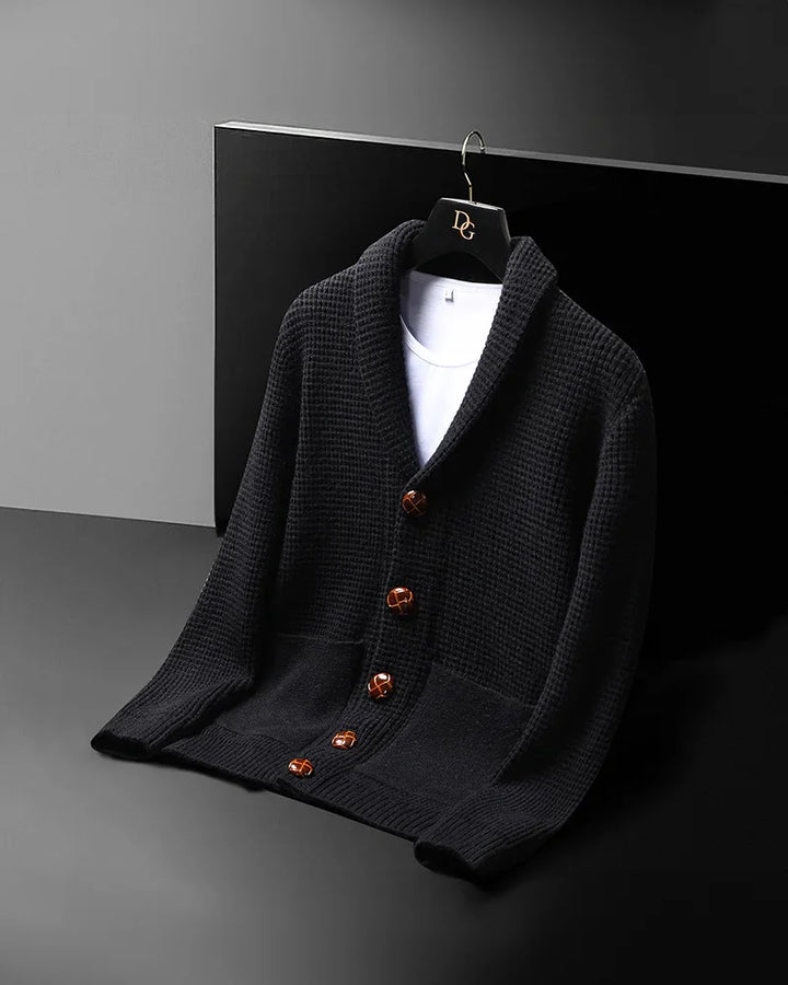 Wayne - Lapel Button Cardigan Sweater
