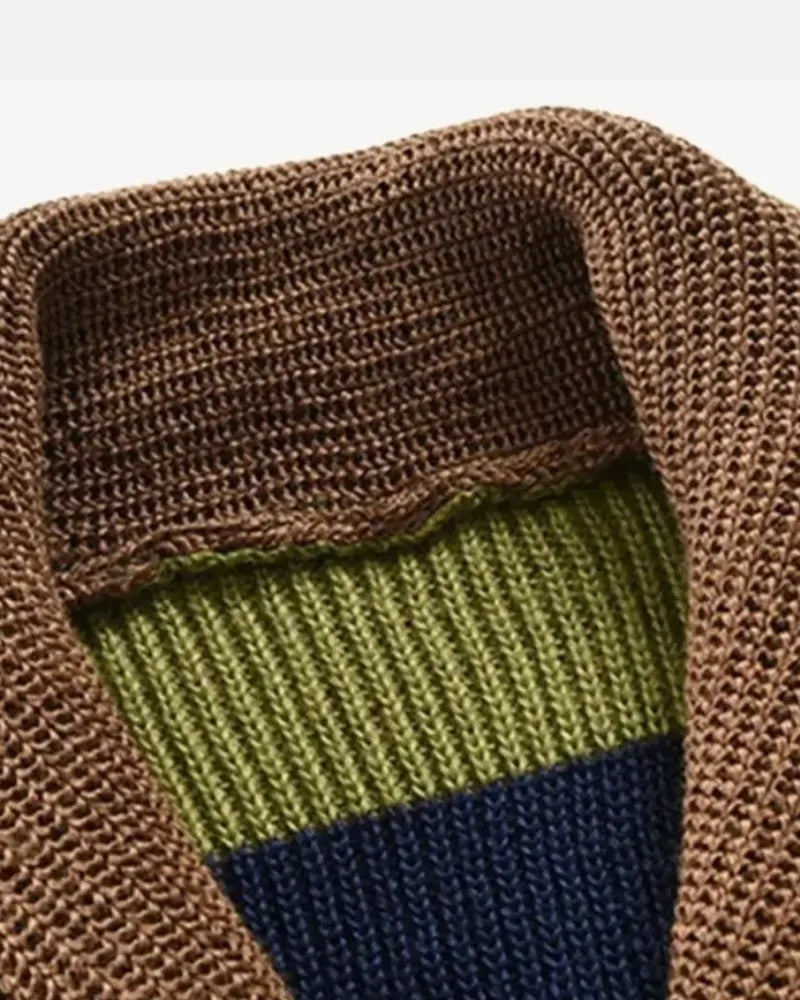 Elijah - Color Blocking Lapel Sweater