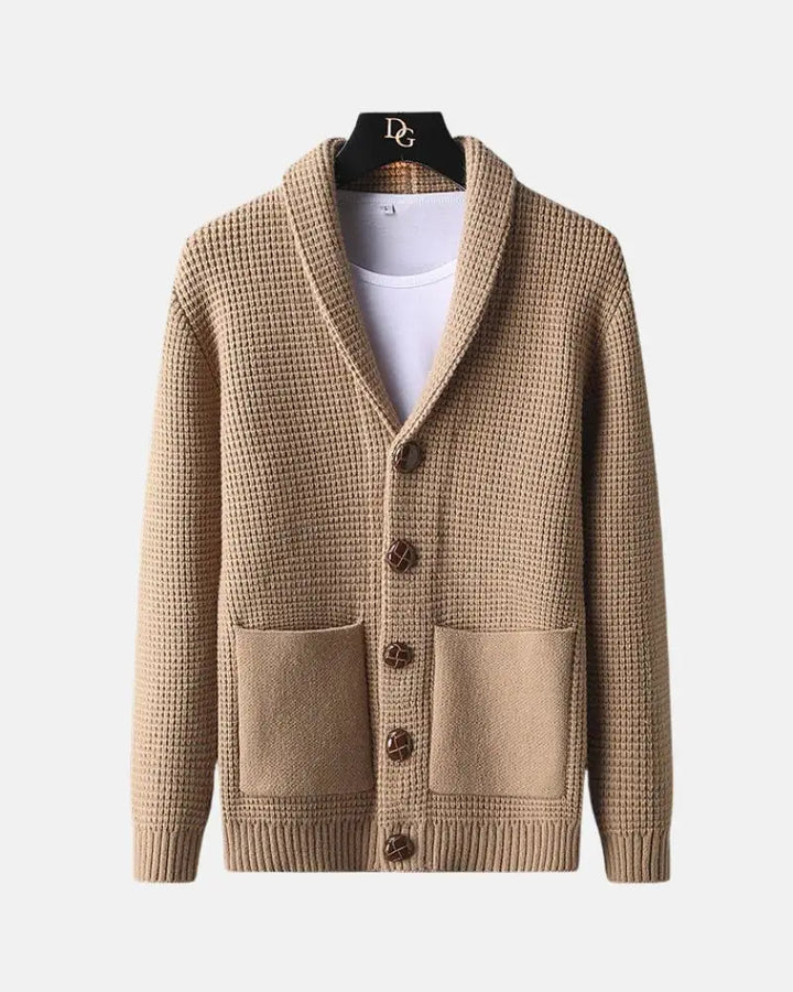 Wayne - Lapel Button Cardigan Sweater