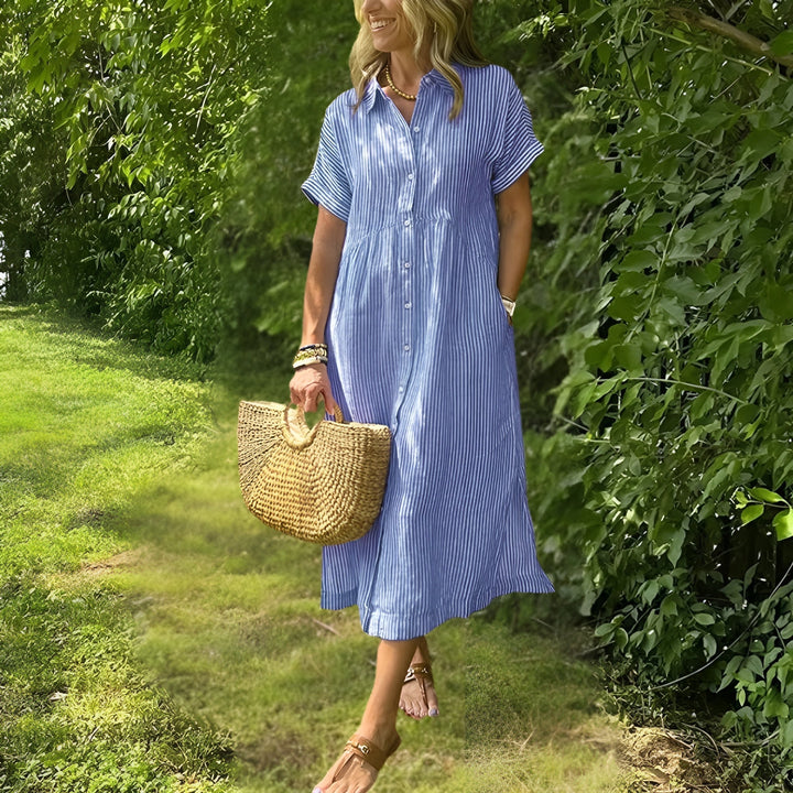 Fioria Flattering Striped Shirtdress