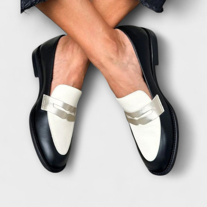 Idelle | Black Loafers with Metallic Shine
