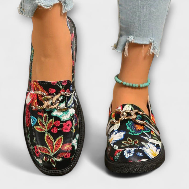 Elle | Multicolored Mocasines with Patron of Flowers