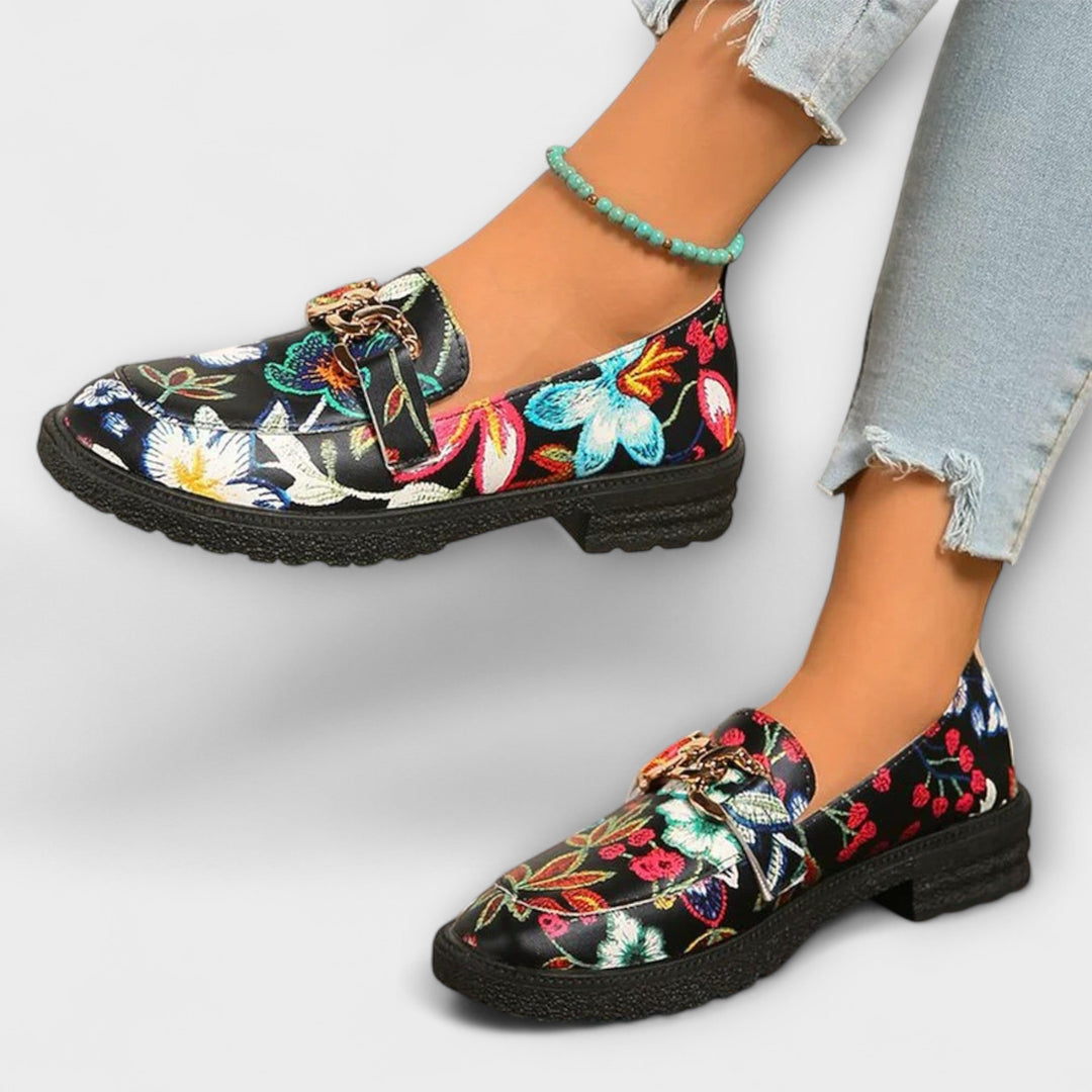 Elle | Multicolored Mocasines with Patron of Flowers