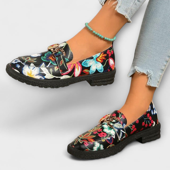 Elle | Multicolored Mocasines with Patron of Flowers