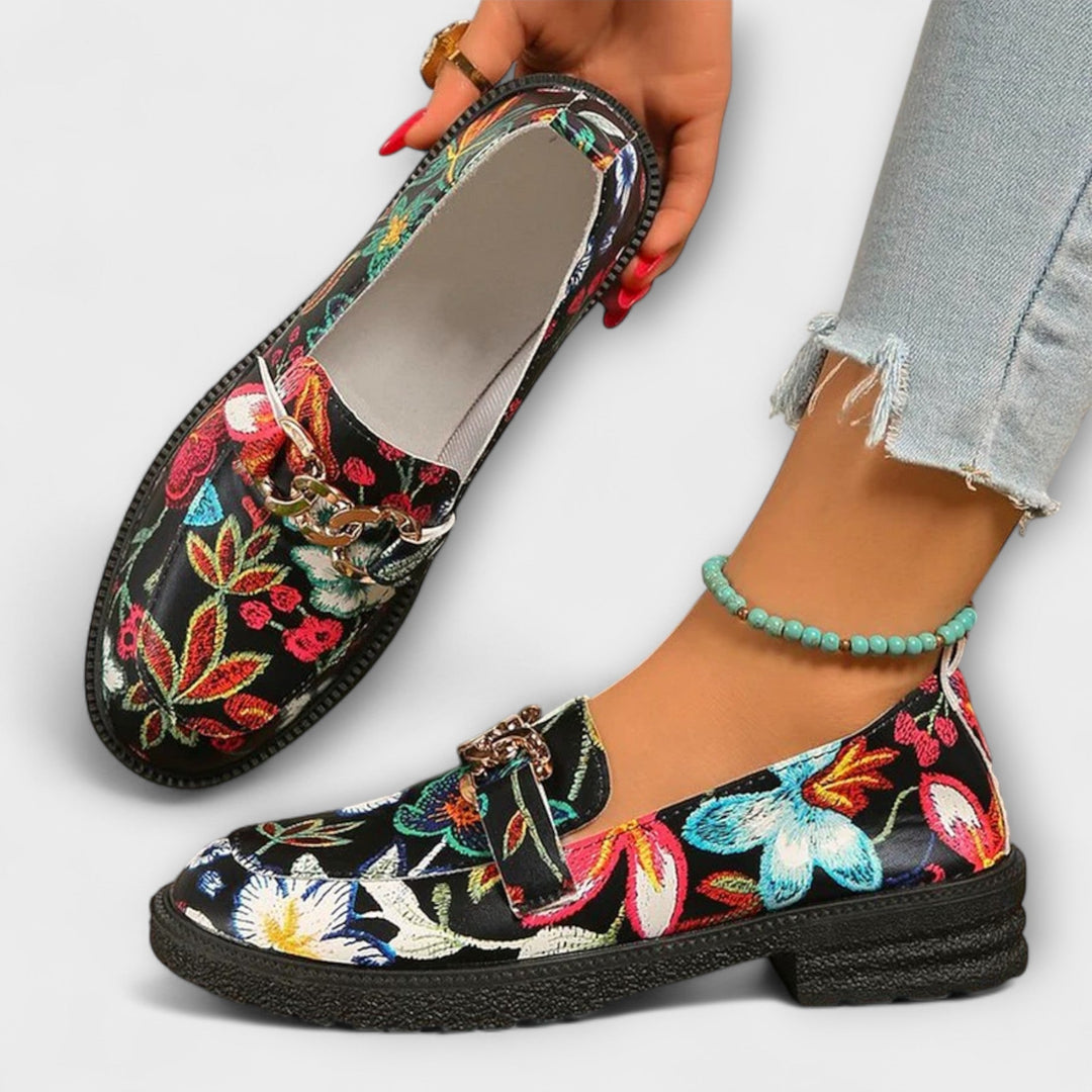 Elle | Multicolored Mocasines with Patron of Flowers