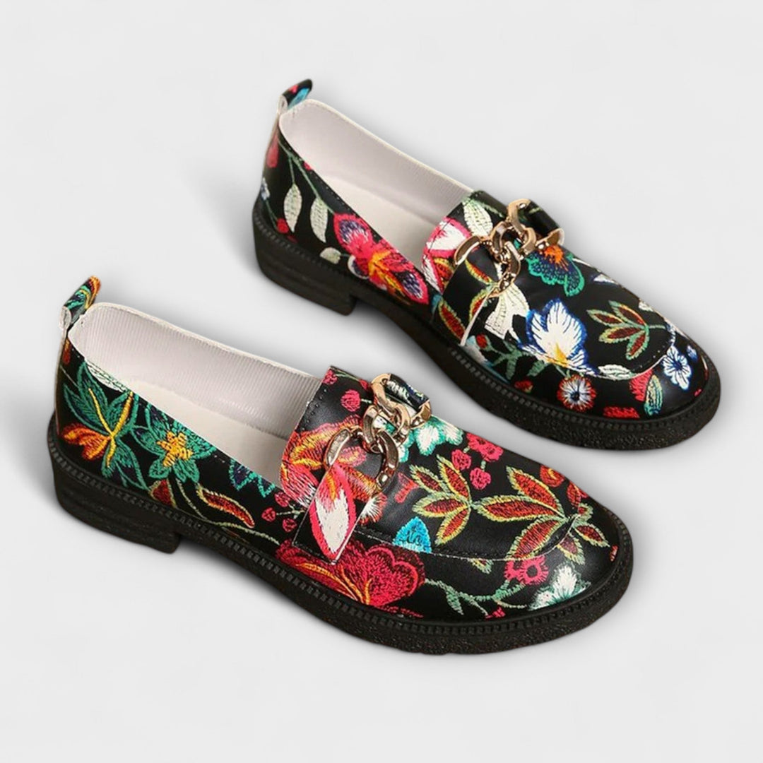Elle | Multicolored Mocasines with Patron of Flowers