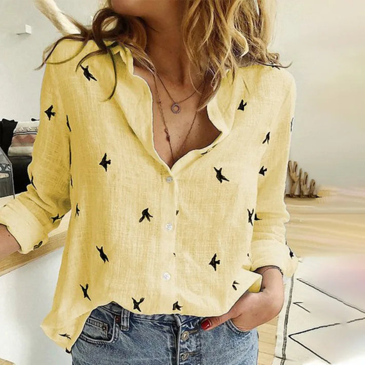 Kaia | Bird Print Long Sleeve Shirt