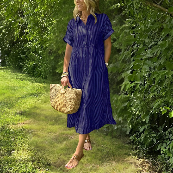 Fioria Flattering Striped Shirtdress
