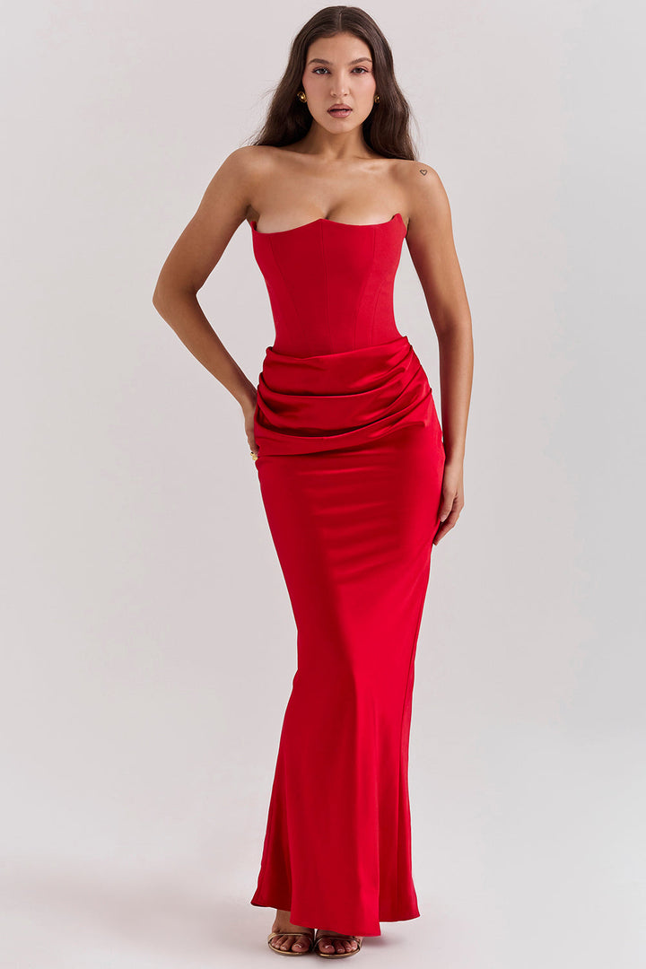 Rose Strapless Corset Maxi Dress