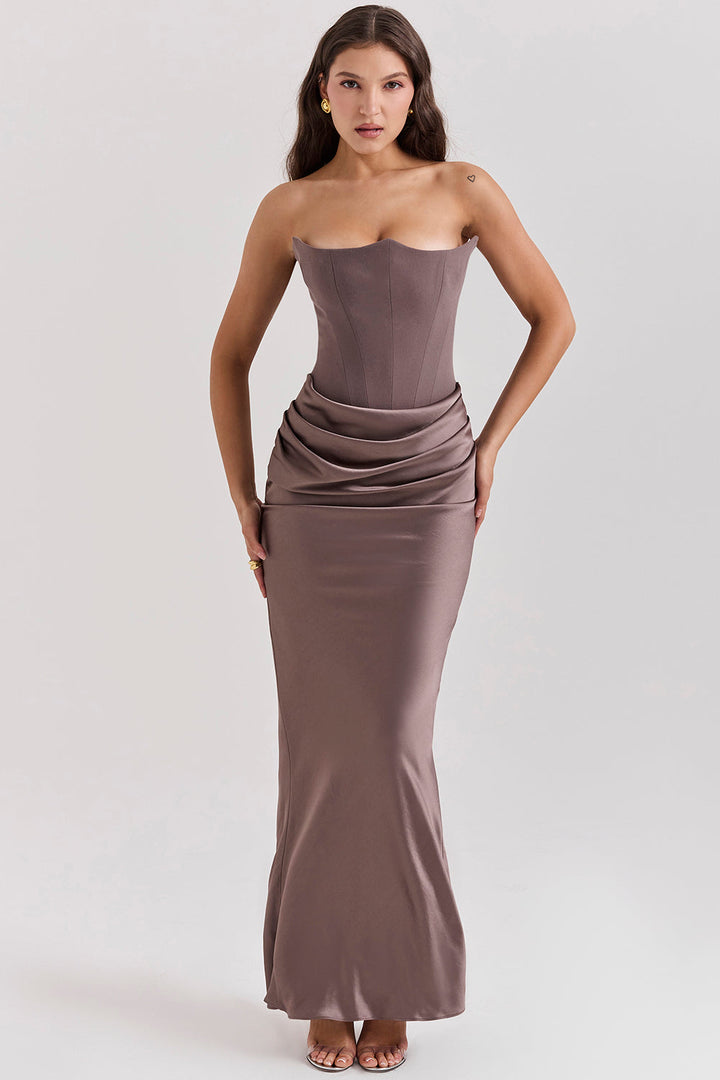 Rose Strapless Corset Maxi Dress