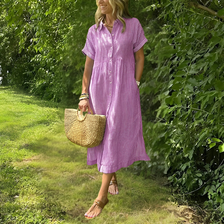 Fioria Flattering Striped Shirtdress