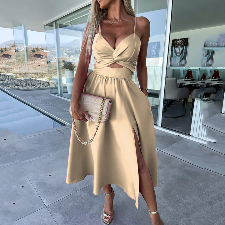 Spaghetti Straps High Slit Dress