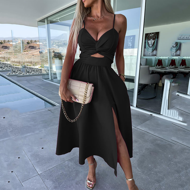 Spaghetti Straps High Slit Dress