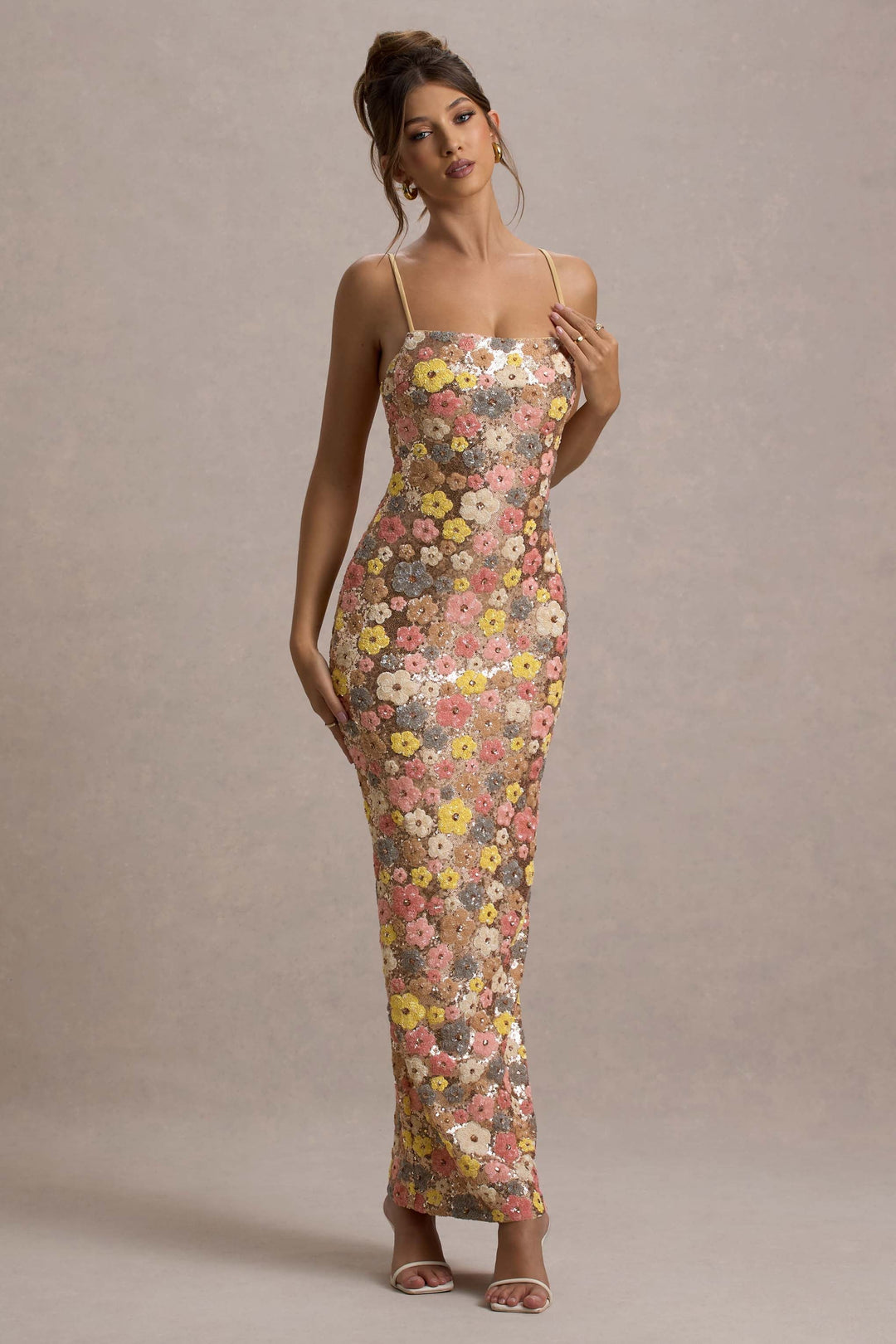 Elara | Sequin Bloom Maxi Dress