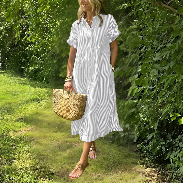 Fioria Flattering Striped Shirtdress